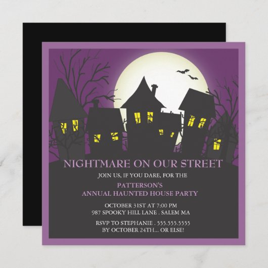 Nightmare Nabuurschap Halloween Party Invitation Kaart (Voorkant / Achterkant)