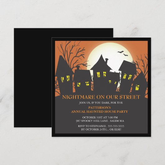 Nightmare Nabuurschap Halloween Party Invitation Kaart (Voorkant / Achterkant)