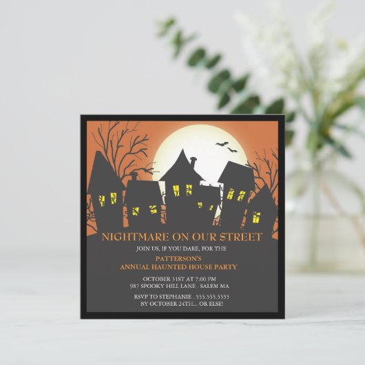 Nightmare Nabuurschap Halloween Party Invitation Kaart (Staand voorkant)