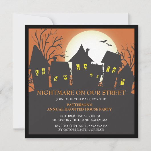 Nightmare Nabuurschap Halloween Party Invitation Kaart (Voorkant)