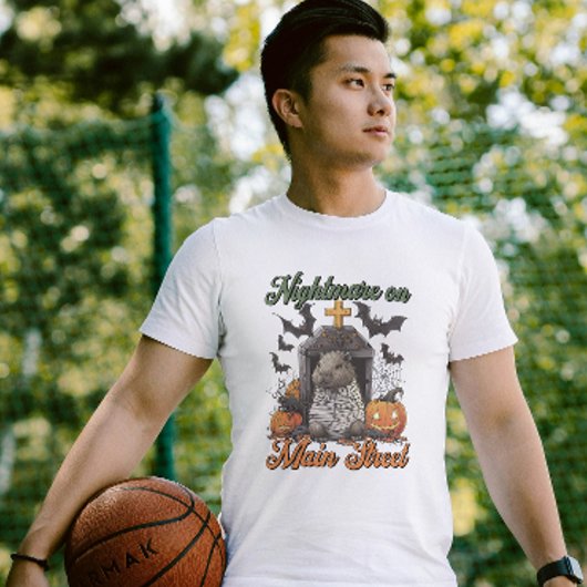 Nightmare on Main Capybara Halloween Grappig T-shi T-shirt