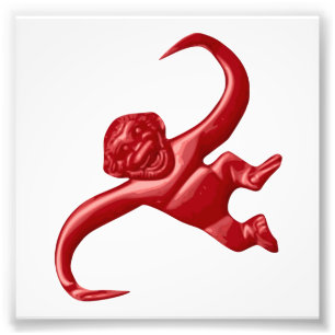 Nightmare Retro Speelgoed Monkey Foto Afdruk