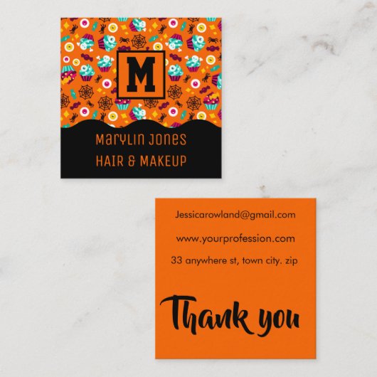 NIGHTMARE TRICK OR TREAT HALLOWEEN VIERKANTE VISITEKAARTJE (Voorkant / Achterkant)