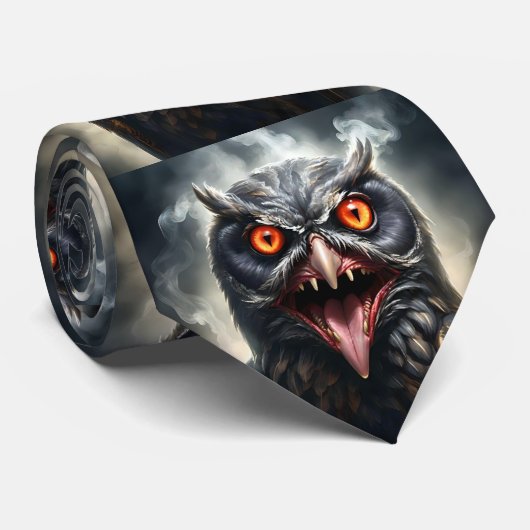 Nightmare Wings: The Fanged Vampire Owl is een Ame Stropdas (Opgerold)