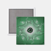 Nightmares | Groene en witte fractale kunst Magneet (Voorkant / Achterkant)