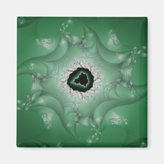Nightmares | Groene en witte fractale kunst Magneet (Voorkant)