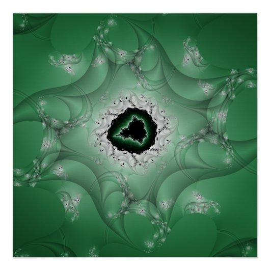 Nightmares | Groene en witte fractale kunst Perfect Poster (Voorkant)