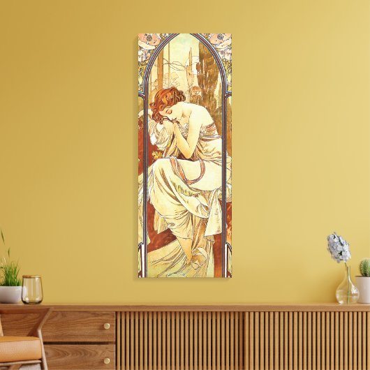 Night's Rest Nouveau door Alphonse Mucha Canvas Afdruk (Insitu (Woonkamer))