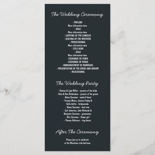 Nights Stars en String Lights Wedding Programma's (Achterkant)