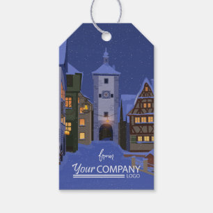 Nighttime Bavarian Town Company Cadeaulabel