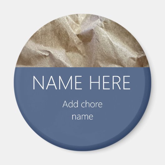 Nighttime Blauw Grijs Crinkled Papier Naam Chore Magneet (Voorkant)