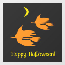 Nighttime Broom Ride - Happy Halloween! heksen. Raamsticker