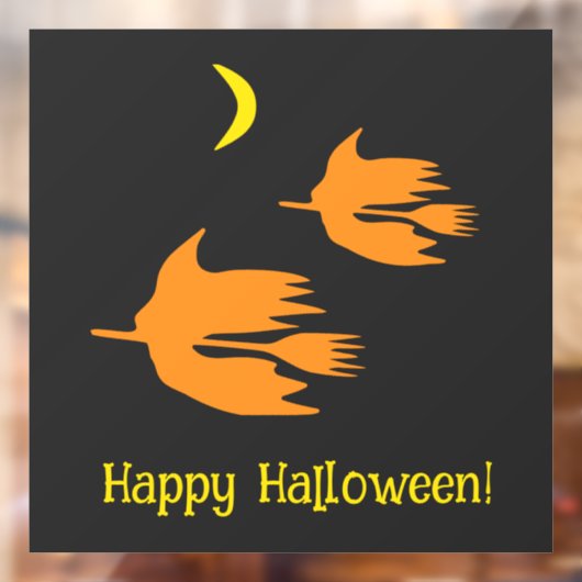 Nighttime Broom Ride - Happy Halloween! heksen. Raamsticker (Vel 2)
