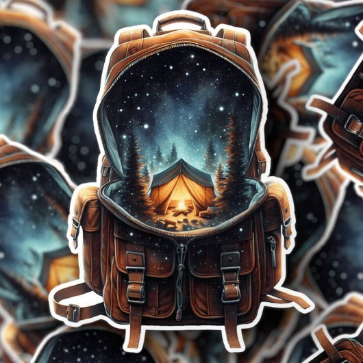 Nighttime Camp Backpack Sticker | Die-Cut Sticker