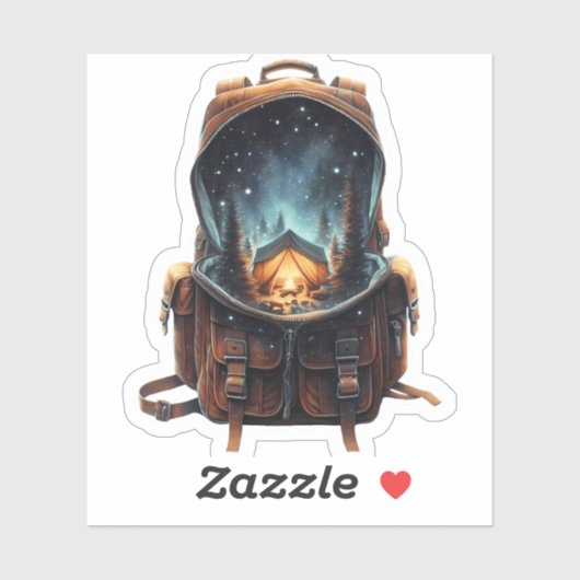 Nighttime Camp Backpack Sticker | Die-Cut Sticker (Vel)
