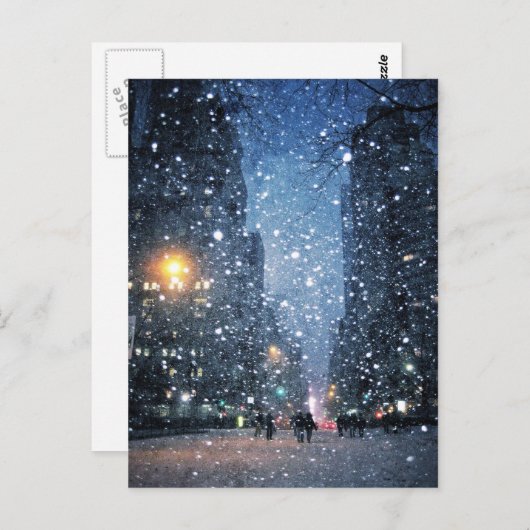 Nighttime City Snowfall Briefkaart (Voorkant / Achterkant)