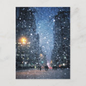 Nighttime City Snowfall Briefkaart (Voorkant)