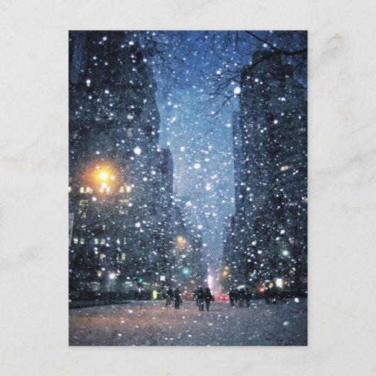 Nighttime City Snowfall Briefkaart (Voorkant)