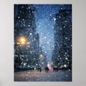 Nighttime City Snowfall Poster (Voorkant)