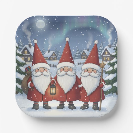Nighttime Norway Nisse, Paper Plates Papieren Bordje (Voorkant)