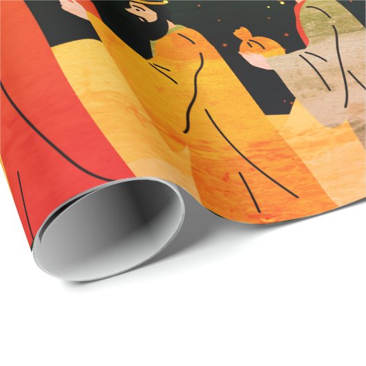 Nighttime Script Drie Wijze Mannen Kerst Cadeaupapier (Rol Hoek)