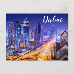 Nighttime Skyline Dubai Verenigde Arabische Emirat Briefkaart