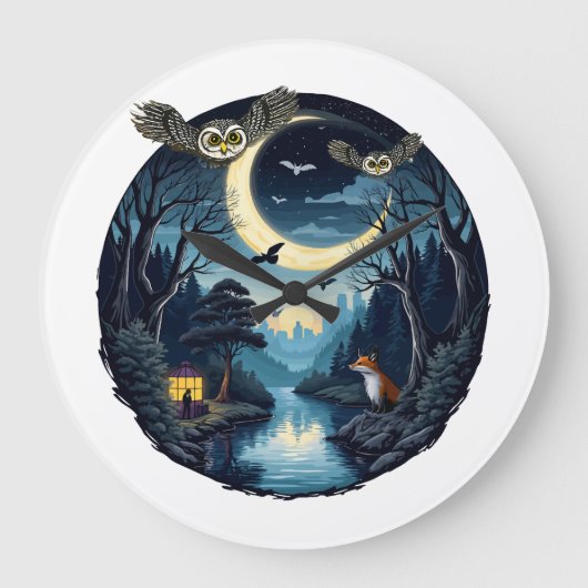Nighttime Wildlife Wonders Design Grote Klok (Voorkant)
