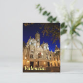 Nightview of Plaza Ayuntamiento, Valencia, Spanje Briefkaart (Staand voorkant)