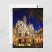 Nightview of Plaza Ayuntamiento, Valencia, Spanje Briefkaart (Voorkant / Achterkant)