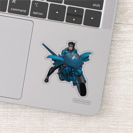 Nightwing op de fiets sticker (Detail)