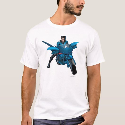 Nightwing op de fiets t-shirt (Voorkant)