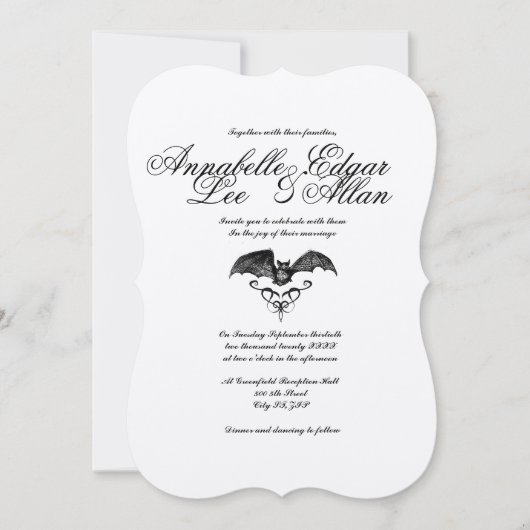 Nightwings- Elegant Gothic Wedding Invitation Kaart (Voorkant)