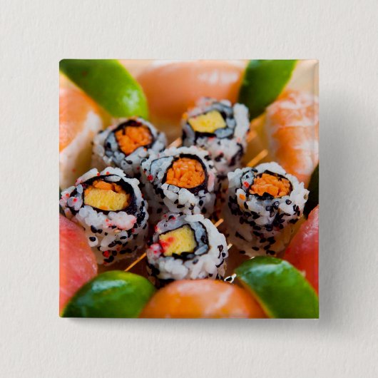Nigiri en Maki Vierkante Button 5,1 Cm (Voorkant)
