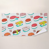  nigiri sushi, doodle patroon badhanddoek (Badhanddoek)