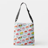 nigiri sushi, doodle patroon crossbody tas (Achterkant)