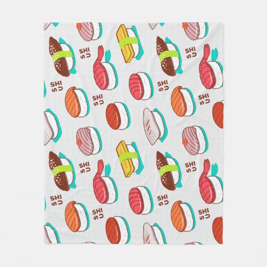 nigiri sushi, doodle patroon fleece deken (Voorkant)
