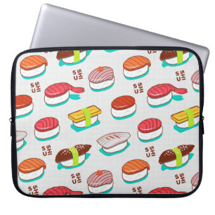  nigiri sushi, doodle patroon laptop sleeve