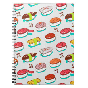  nigiri sushi, doodle patroon notitieboek