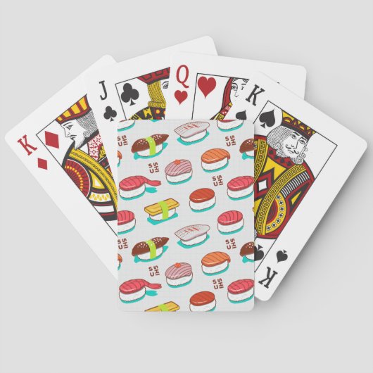 nigiri sushi, doodle patroon pokerkaarten (Achterkant)
