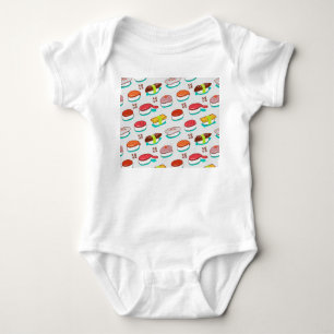 nigiri sushi, doodle patroon romper