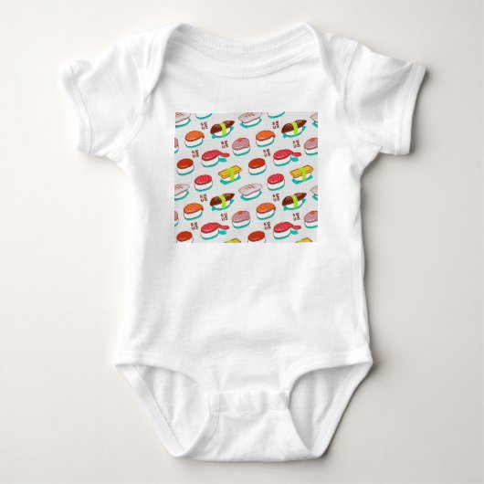 nigiri sushi, doodle patroon romper (Voorkant)