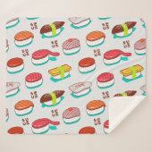 nigiri sushi, doodle patroon sherpa deken (Voorkant (horizontaal))