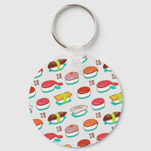 nigiri sushi, doodle patroon sleutelhanger