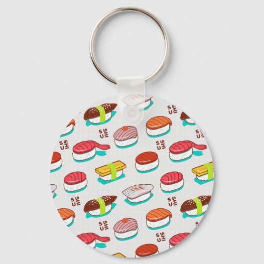 nigiri sushi, doodle patroon sleutelhanger (Voorkant)