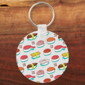 nigiri sushi, doodle patroon sleutelhanger (Voorkant)