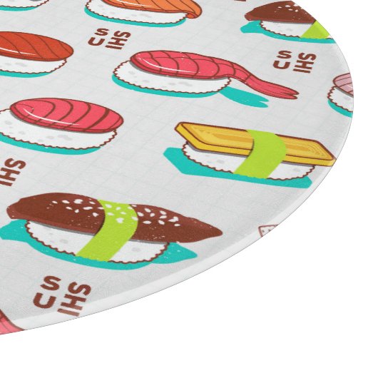  nigiri sushi, doodle patroon snijplank (Hoek)