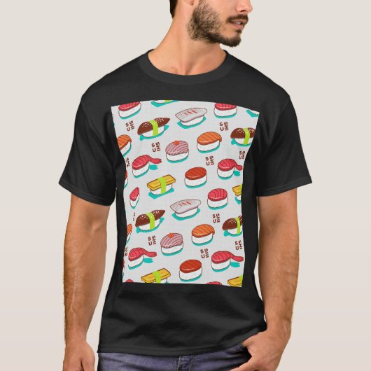 nigiri sushi, doodle patroon t-shirt (Voorkant)