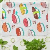  nigiri sushi, doodle patroon theedoek (Gevouwen)