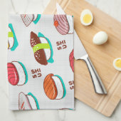 nigiri sushi, doodle patroon theedoek (Quarter Fold)