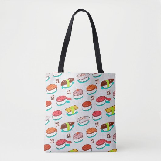  nigiri sushi, doodle patroon tote bag (Voorkant)